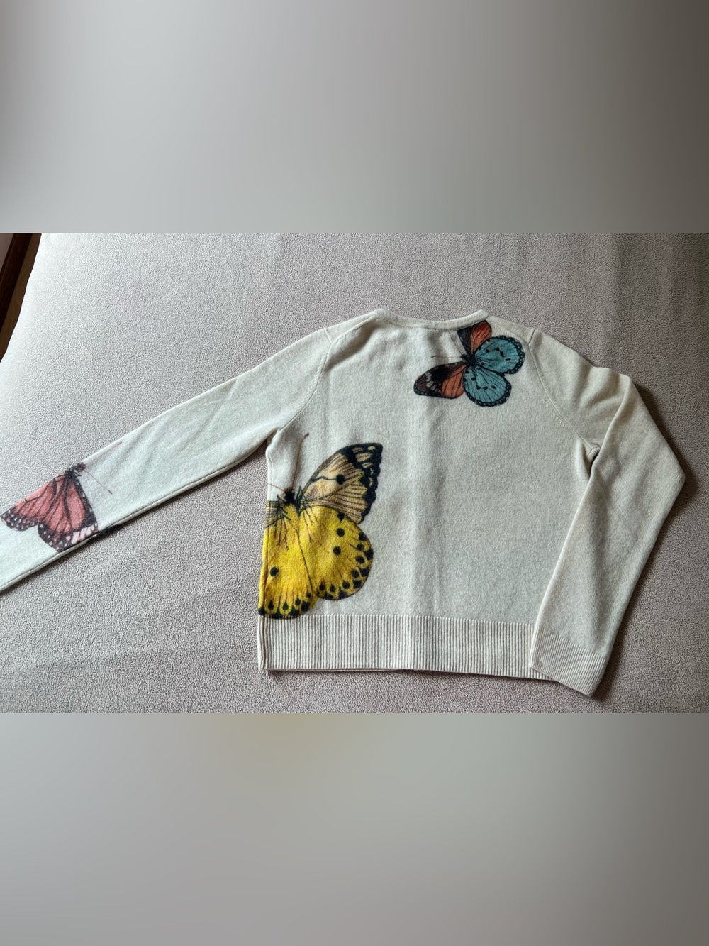 Anthropologie Cashmere Cardigan with Butterfly Prints - Picture 3 of 7
